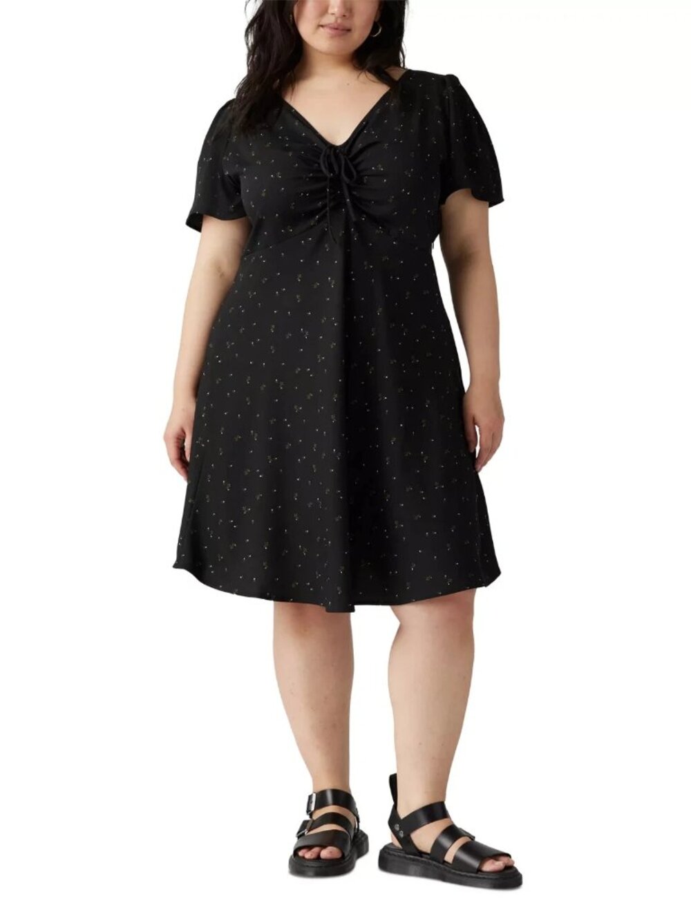 Levi's Plus Delray Flutter Sleeve Dress - Size 2X - Black Floral